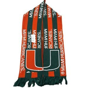 Adidas Unisex One Size Orange Green NCAA Miami Hurricanes Football Scarf NWT